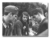 Hans Scholl (left), Sophie Scholl (center), and Christoph Probst (right), leaders of the White Rose resistance organization. Munich, Germany, 1942.